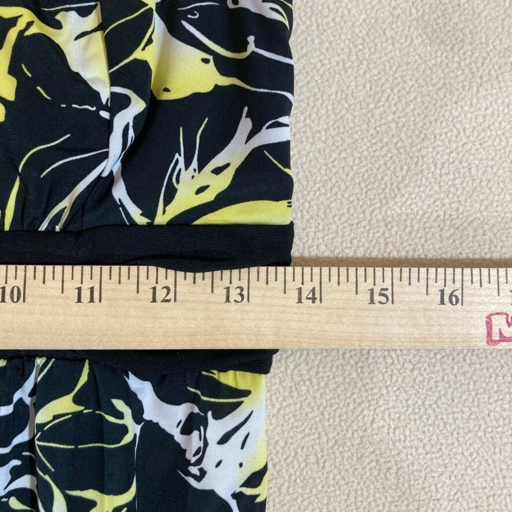Vtg La Belle 90s Y2K Babydoll Dress M Black/Yellow Floral Milkmaid Coquette FLAW - Picture 7 of 10